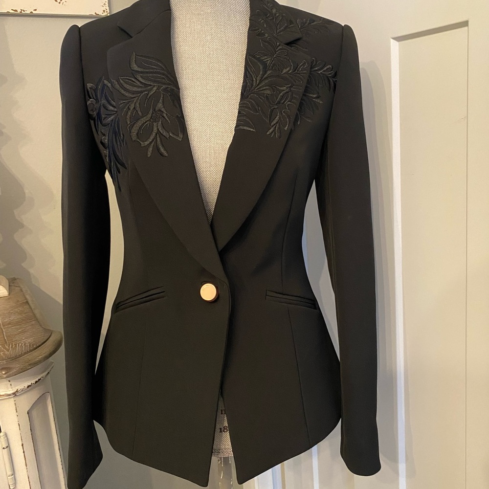 Ted Baker London Black Blazer with Embroidered Detail